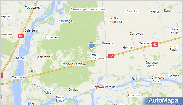 mapa Huta Podgórna, Huta Podgórna gmina Somianka na mapie Targeo
